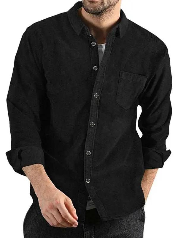 Chic Corduroy Lapel Jacket: Cozy Long-Sleeved Casual Elegance - MENLL